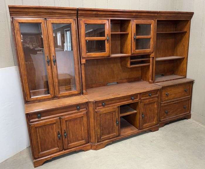 Regal 6-Piece Credenza Hutch Desk and Book Wall Unit: Includes Center Desk; (2) Side Units; and (2) File Units