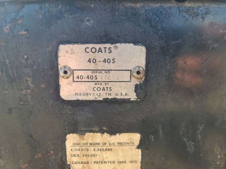 Coats 40-40SA Tire Machine, Air Operated, Good Working Condition ...