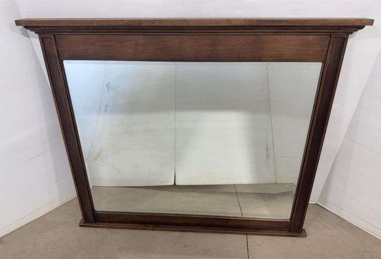 New Maple Framed Mirror with Walnut Finish, Would Look Good Hanging Above Sideboard, Hooks on Mirror for Hanging
