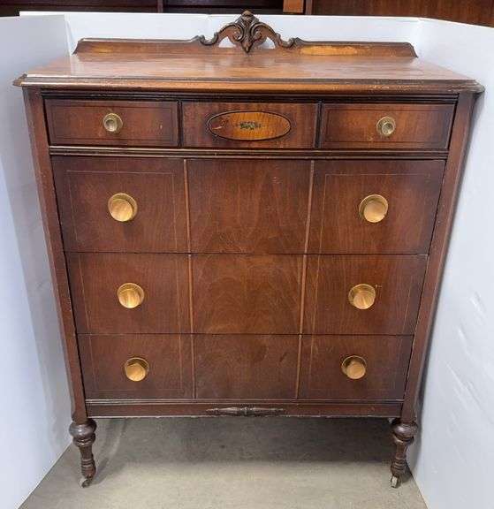 Dresser, 37"W x 44"H, one small drawer, three larger drawers, finish loss, scratches