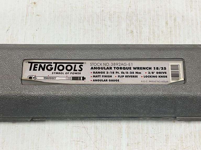 Teng Tools #3892AG-E1 Angular Torque Wrench: 18/25 Range, 3-18 ft-lb ...