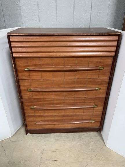 Old 5-Drawer Genuine Mahogany Dresser by Hickory Mfg. Co., Appears to Have Been Stained at Some Point