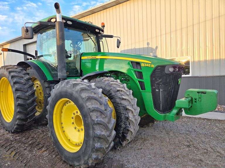 2010 John Deere 8345R 4WD Tractor, (6,977 Hours), Ser. No. 1RW8345READ008229, IVT Transmission, ILS Front Suspension, 4-Hydraulic Outlets, 9.0 Liter Engine, No Exhaust Filter, Firestone 480/80R50 Rears, 420/85R34 Fronts, #1 Hydraulic Function Kicks Out, Otherwise Strong Running Tractor