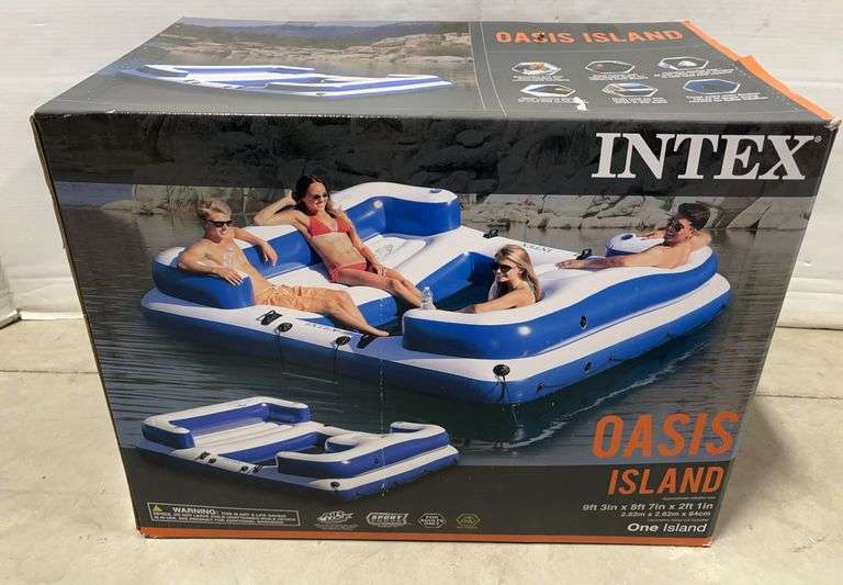 Intex Oasis Floating Inflatable Island, Blue and white - Albrecht ...