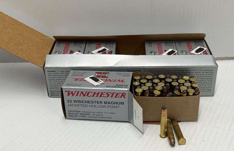 (250) Rounds of Winchester .22 Win. Mag. Ammo: (5) Boxes of 50, TN821
