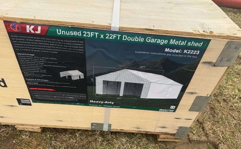 This item Selling ABSOLUTE! ~~~ KJ 23' x 22' Double Garage Metal Shed ...