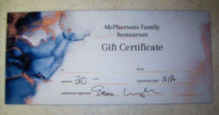 $20 Gift Certificate