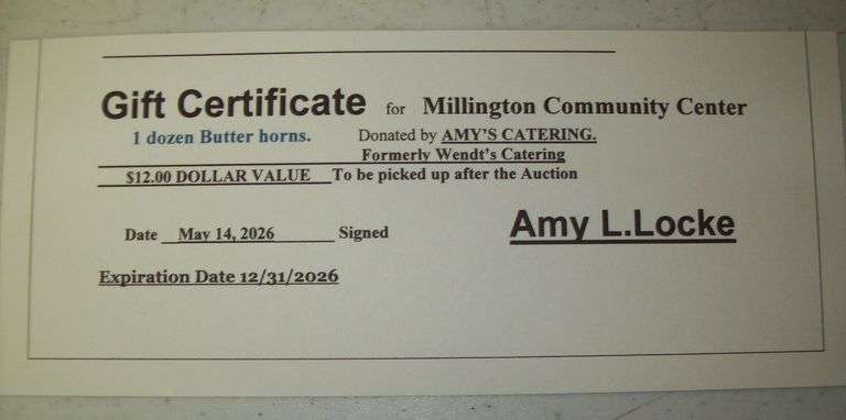 Gift Certificate for 1-Dozen Butterhorns