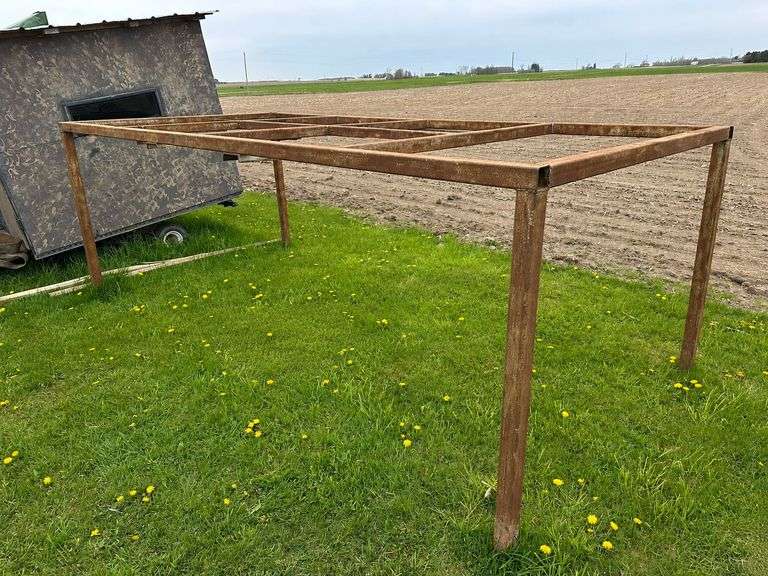 Shop Built Stand with Fork Pockets, 85" x 173" x 62" high.  Previously used for storing a combine head.