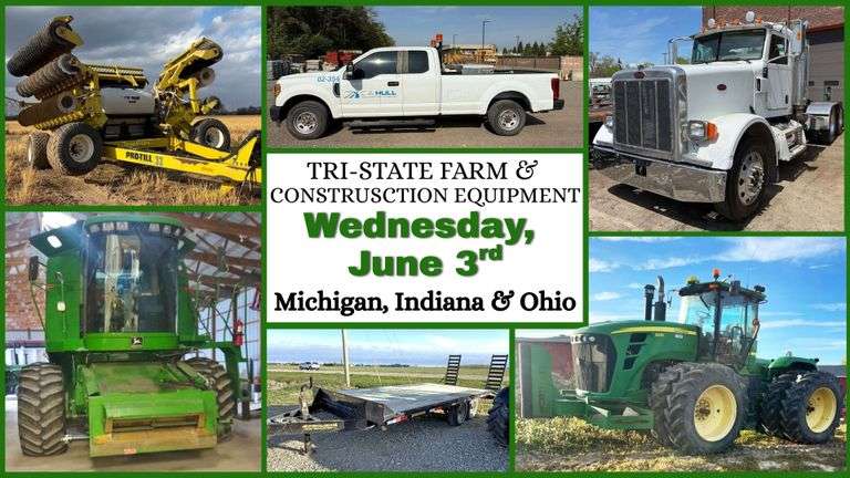 June 3rd (Wednesday) - Tri-State Farm / Construction / Municipality EQUIPMENT Bi-Weekly Online Consignment Auction