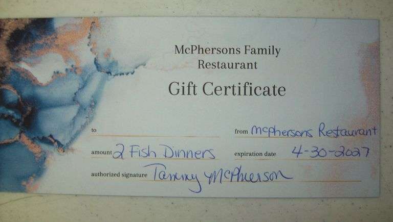 Gift Certificate for (2) Fish Dinners