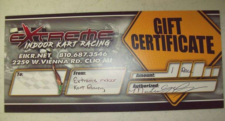 Gift Certificate for (1) Race