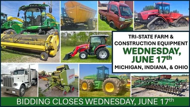 June 17th (Wednesday) - Tri-State Farm / Construction / Municipality EQUIPMENT Bi-Weekly Online Consignment Auction
