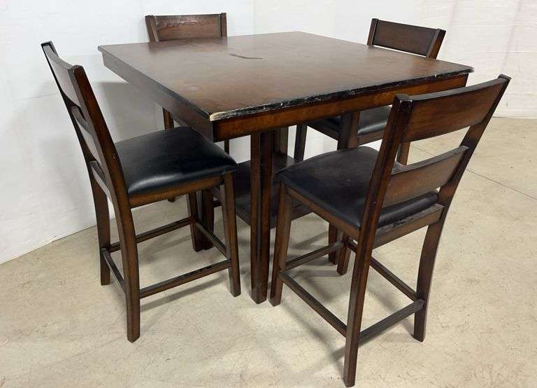 High Top Table, (4) Chairs, Maple Color