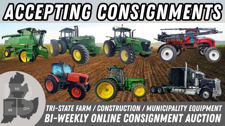 August 5th (Wednesday) - Tri-State Farm / Construction / Municipality EQUIPMENT Bi-Weekly Online Consignment Auction
