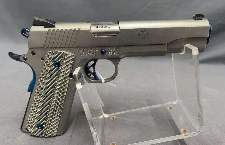 Ruger SR1911 Talo .45 ACP, Anodized Blue Accents, Limited Run, GW Grips, 3-Dot Sights, 5” Stainless Steel, TN00870