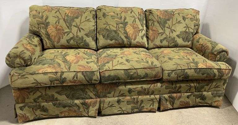 Green and Brown Flower Sofa, Broyhill