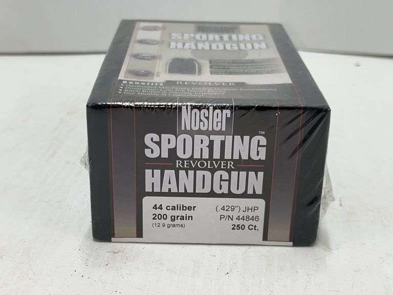 Nosler 44 cal 200 grain Jacketed Hollow Point bullets for reloading 250 count new sealed box, TN314