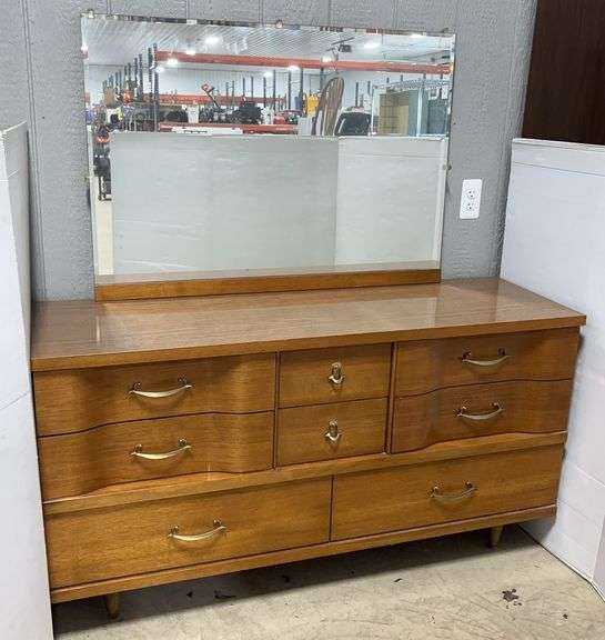Johnson-Carper Solid Wooden Long Dresser with Mirror