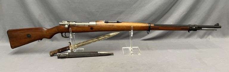 Brazilian Mauser Model 1908 Bolt Action 7x57mm, Manufactured by Deutsche Waffen-Und Munitionsfabriken Berlin, Matching Receiver and Stock, Includes Brazilian Model 1908 Mauser Bayonet, TN00763