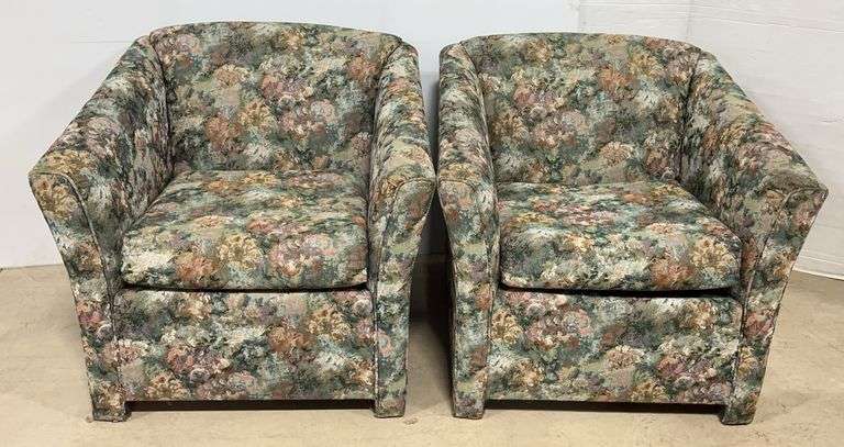 Pair of Upholstered Floral Chairs