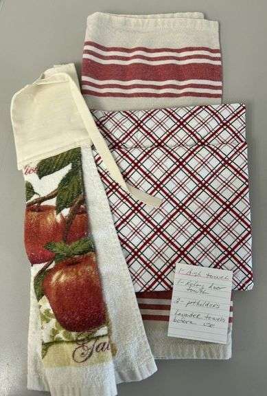 Homemade Dish Towel, (2) Pot Holders, and a Fridge Towel Set
