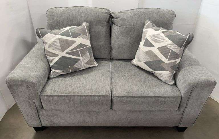 Grey Loveseat with Pillows