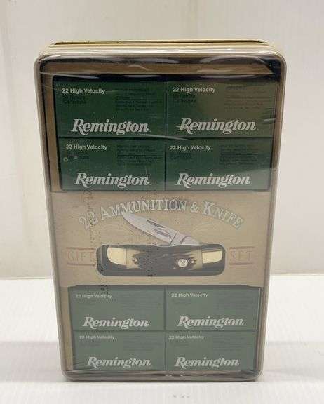 Remington Gift Set, Trapper Folding Pocket Knife, Genuine Stag Handle, 400 Rounds of .22 LR High Velocity, TN535