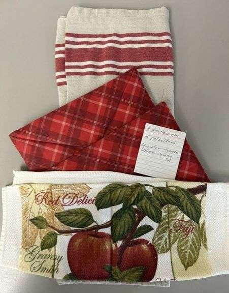 Set of (2) Homemade Dish Towels, and (2) Pot Holders