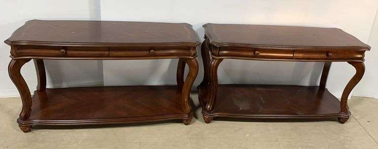 (2) Solid Wooden 2-Level Console Tables, American Signature Brand