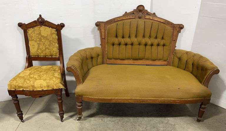 Victorian Era Loveseat and Matching Chair