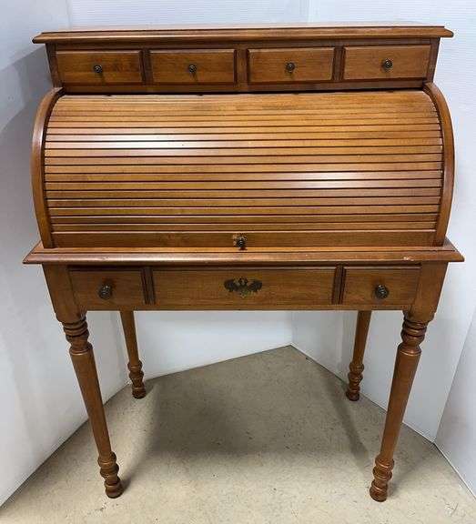 Small Vintage 1970s Lady's Roll-Top Desk, Maple