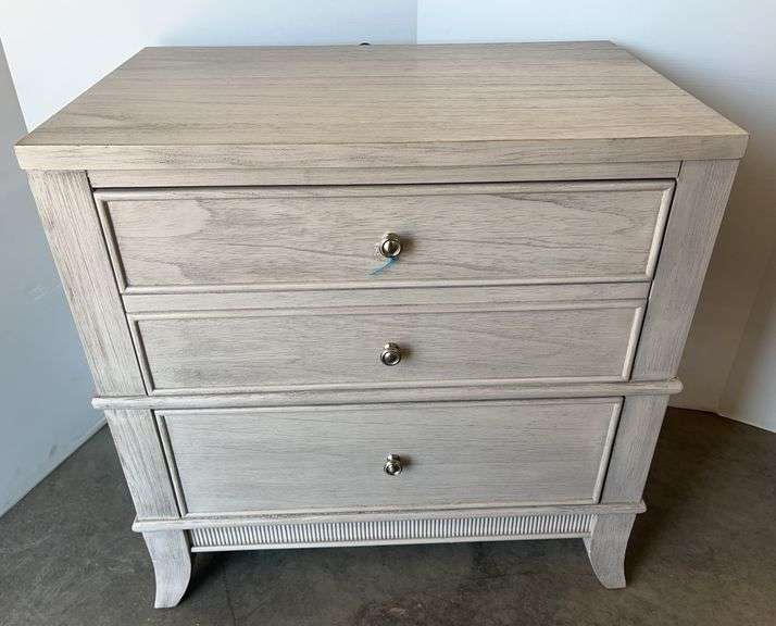 Grey Wood Walter of Wabash 2-Drawer Bedroom Nightstand with Built-In USB Charging Station and Felt Lined Cedar Drawers
