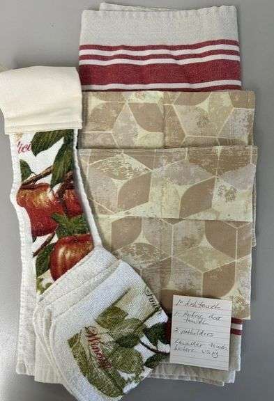 Homemade Dish Towel, (2) Pot Holders, and a Fridge Towel Set