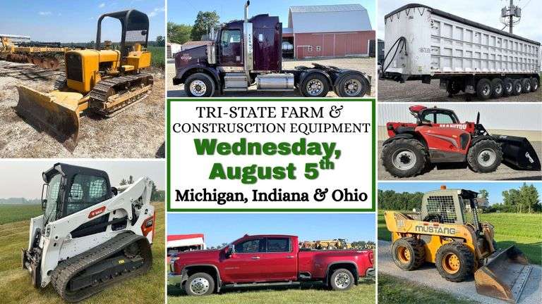 August 5th (Wednesday) - Tri-State Farm / Construction / Municipality EQUIPMENT Bi-Weekly Online Consignment Auction