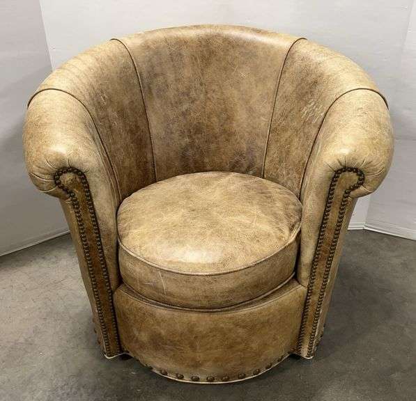 Older Leather Barrel Chair