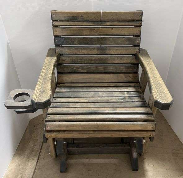 24" Glider Chair, Stained & Sealed, RH Side Cup Holder