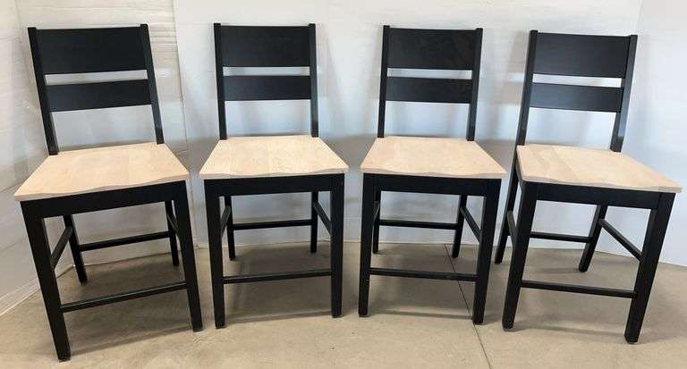 4-Piece Set of Solid Maple Barstools with Unfinished Chair Seats