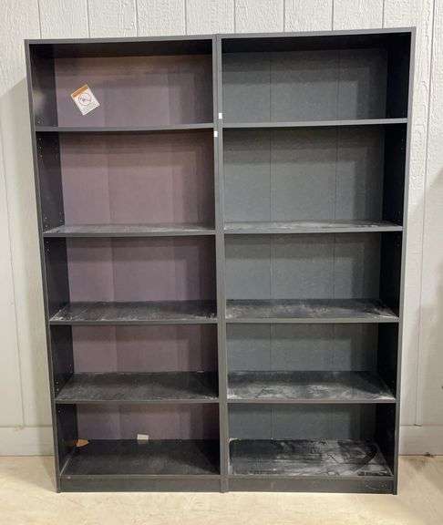 Pair of Black Bookshelves, Made of Particleboard