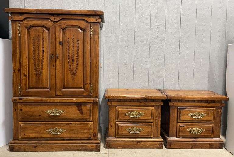 Solid Wood Armoire Set with (2) Nightstands