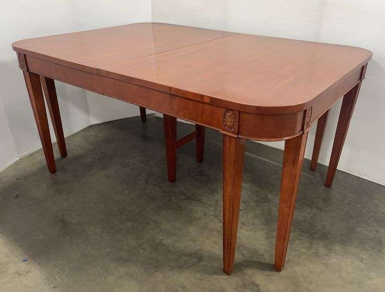 8-Leg Mahogany Wood Dining Table with Hand Carved Design