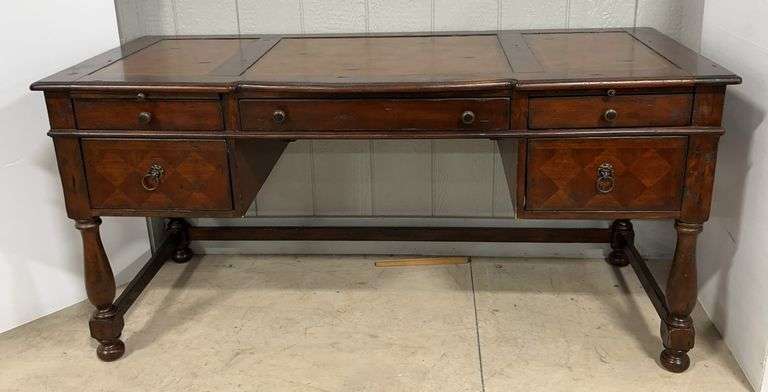 Dark Wood Desk with Leather Top