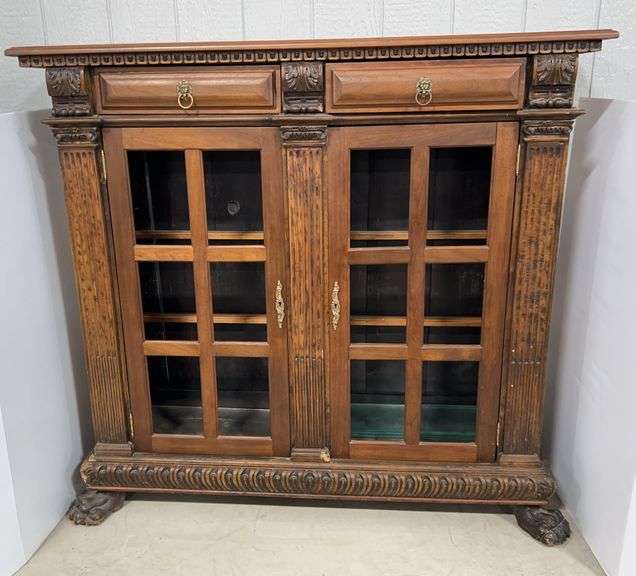 Antique Beveled Glass Cabinet, Glass is Inside Door, Removed for Transport