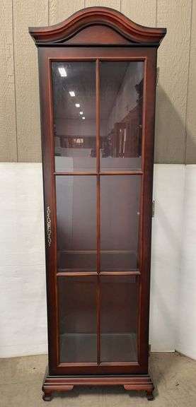 Traditional Cherry Finish Wooden and Glass Curio Cabinet