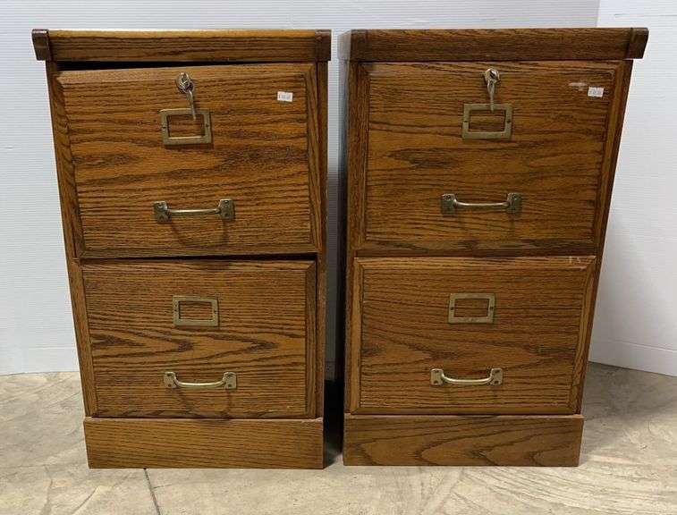 Pair of Wooden 2-Drawer Filing Cabinets