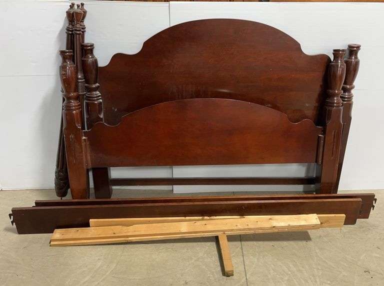 Queen Size Four-Post Cherry Large Solid Wooden Head & Footboard