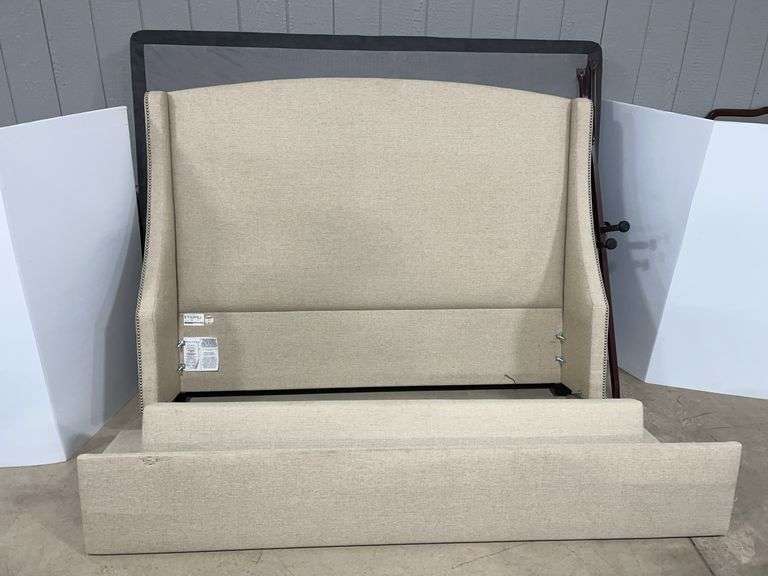 Queen Size Bed with Padded Headboard and Box Spring