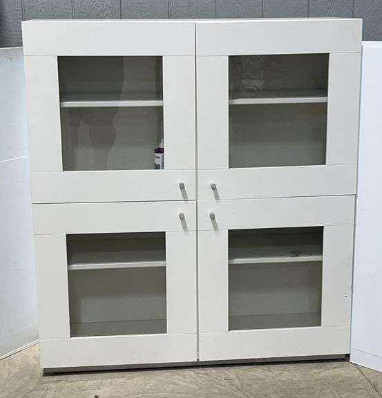 White Wooden Cabinet with Glass Doors