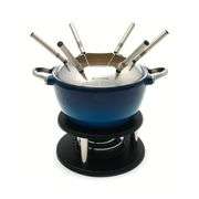 Swissmar Noirmont Enameled Cast-Iron 10-Piece Meat Fondue Set, Blue