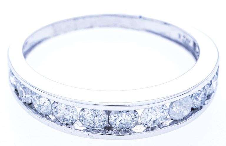 10kt White Gold Diamond Band Ring, 14 Channel Set Diamonds = 1.00ct. Appraisal $2335.00